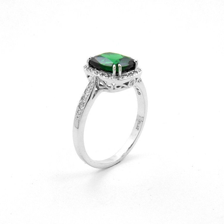 Platinum Emerald and Diamond Ring