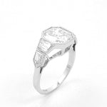 Platinum Modified Asscher Cut Diamond Ring