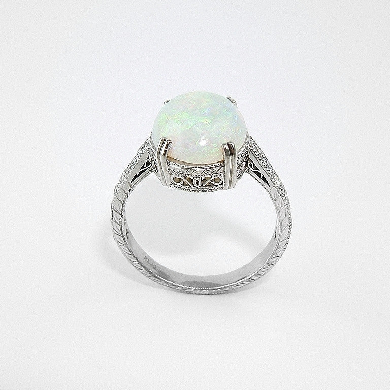 Platinum Opal and Diamond dustom designed ring