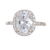 Platinum Oval Diamond Ring with Diamond Halo