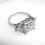 Platinum Princess Cut Diamond Ring with Trillion Side Stones