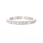 Platinum Round and Baguette Diamond Band Ring