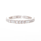 Platinum Round and Baguette Diamond Band Ring