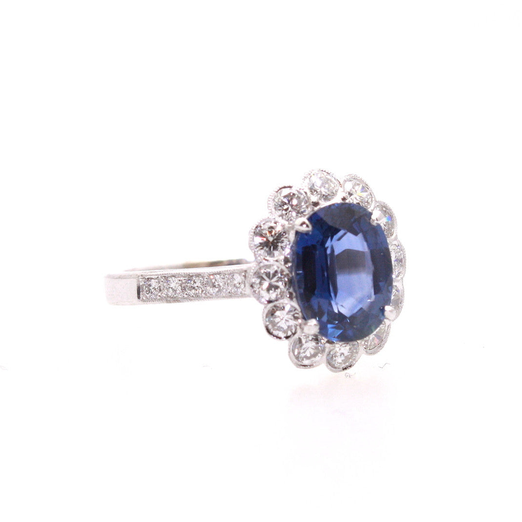 Platinum Sapphire and Diamond Ring