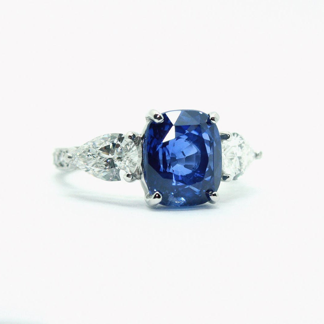 Platinum Sapphire and Diamond Ring