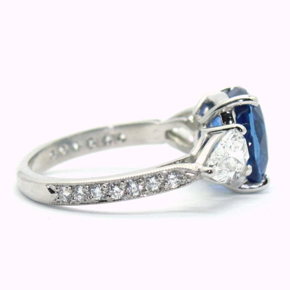 Platinum Sapphire and Diamond Ring