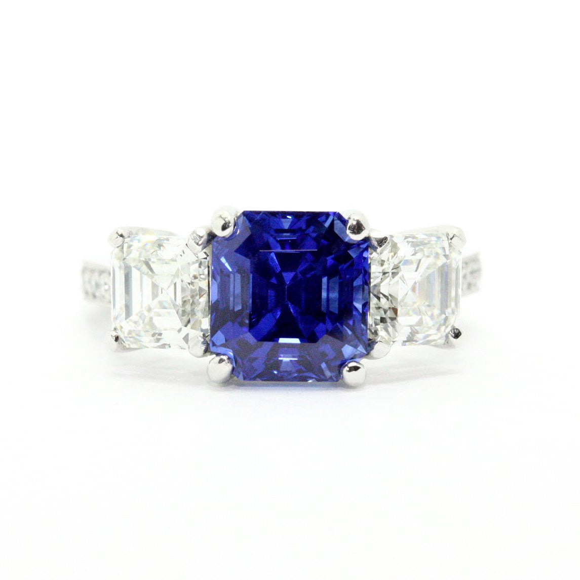 custom designedplatinum sapphire and diamond ring