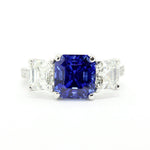 custom designedplatinum sapphire and diamond ring