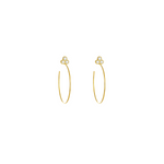 A pair of 18k yellow gold hoop earrings with bezel-set diamonds