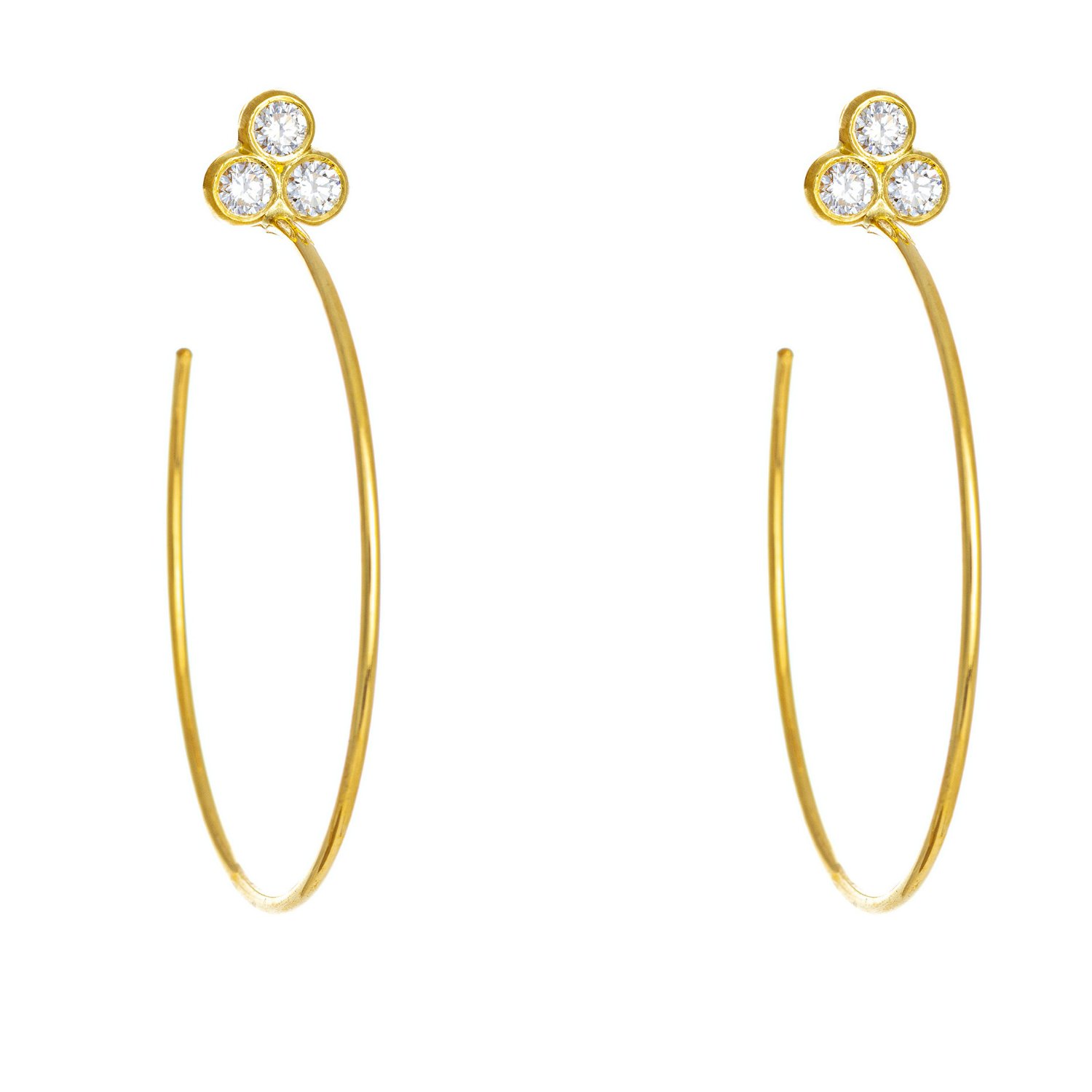 Polly 18K yellow gold and diamond hoops 2 inch size