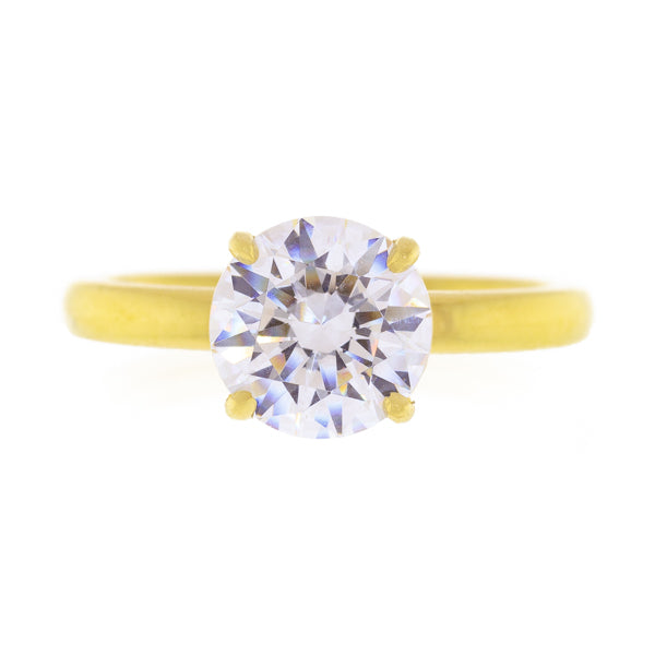 18K Gold Round Brilliant Cut Solitaire Diamond Ring