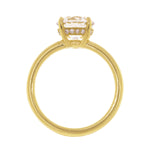 side view of round brilliant cut diamond ring with hidden halo