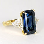 Sapphire and diamond trillion ring