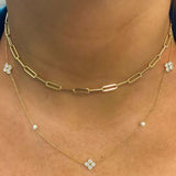Sarah 3 station diamond by the yard necklace on model