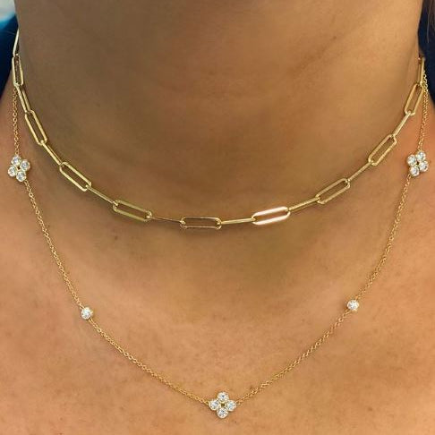 Sarah 3 station diamond by the yard necklace on model