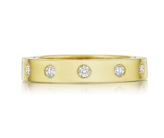 Penny Preville 18k Yellow Gold Round Station Diamond Band