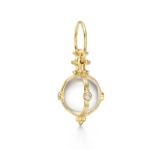 Temple St. Clair 18k Yellow Gold Rock Crystal and Diamond Classic Round Amulet