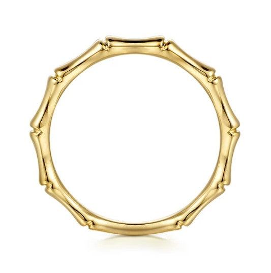14k Yellow Gold Bamboo Shape Stackable Ring