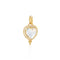 An 18k yellow gold diamond pavé heart pendant with a clear natural rock crystal heart and surrounding diamond accents.
