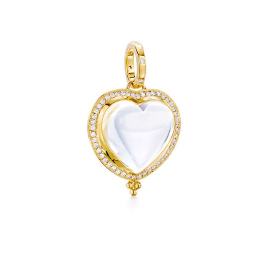 Temple St Clair 18K Gold Pave Diamond Heart Pendant in medium size