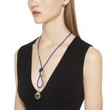Woman wearing Temple St Clair Blue Leather Cord 