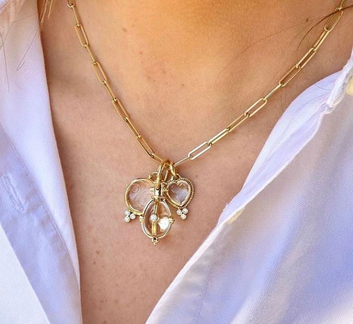 Woman wearing Temple St Clair Pendants