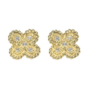 14K Yellow Gold Clover Earring with Diamonds