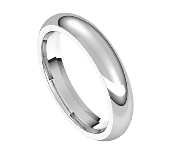 White gold 4mm comfort fit wedding band