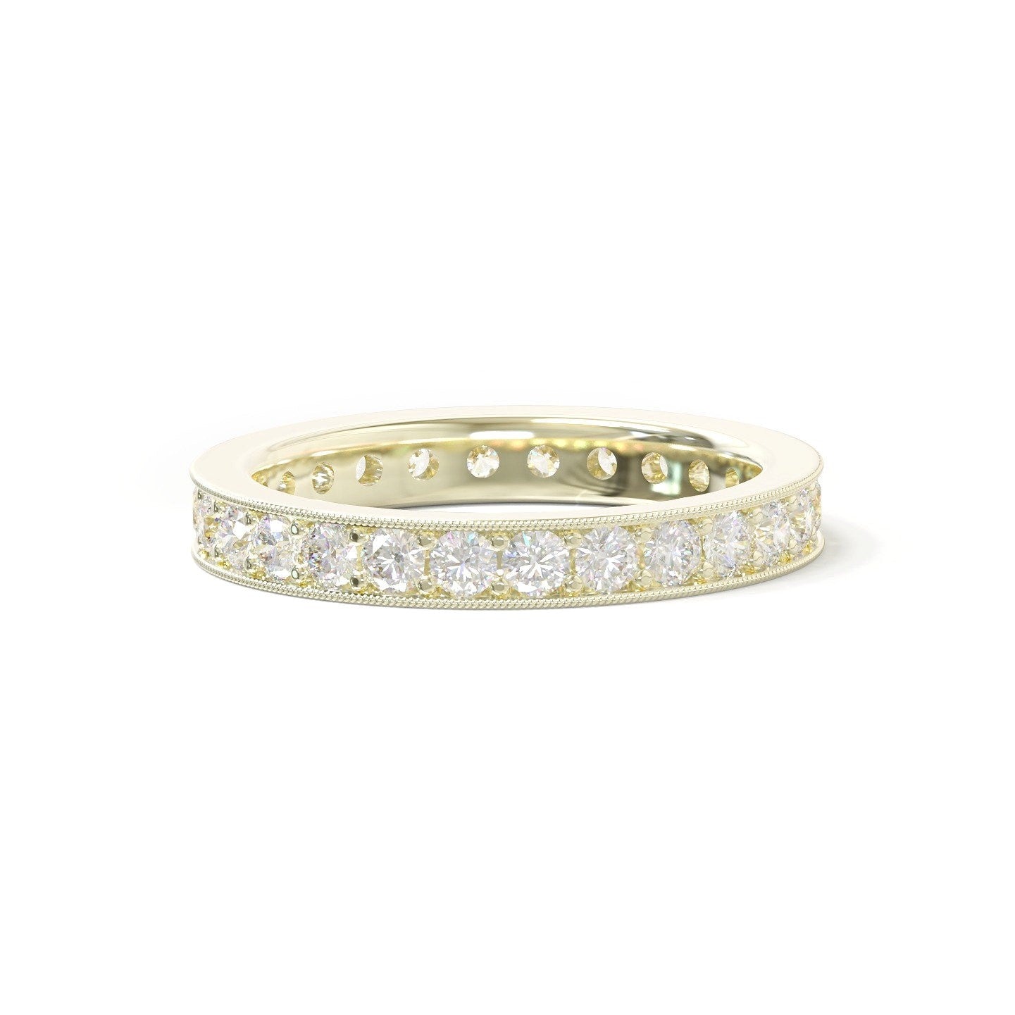 A 18k yellow gold bead set diamond band ring