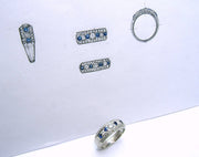 Platinum, Sapphire, and Diamond  Band Ring