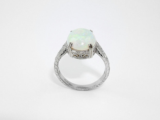 Platinum and opal ring