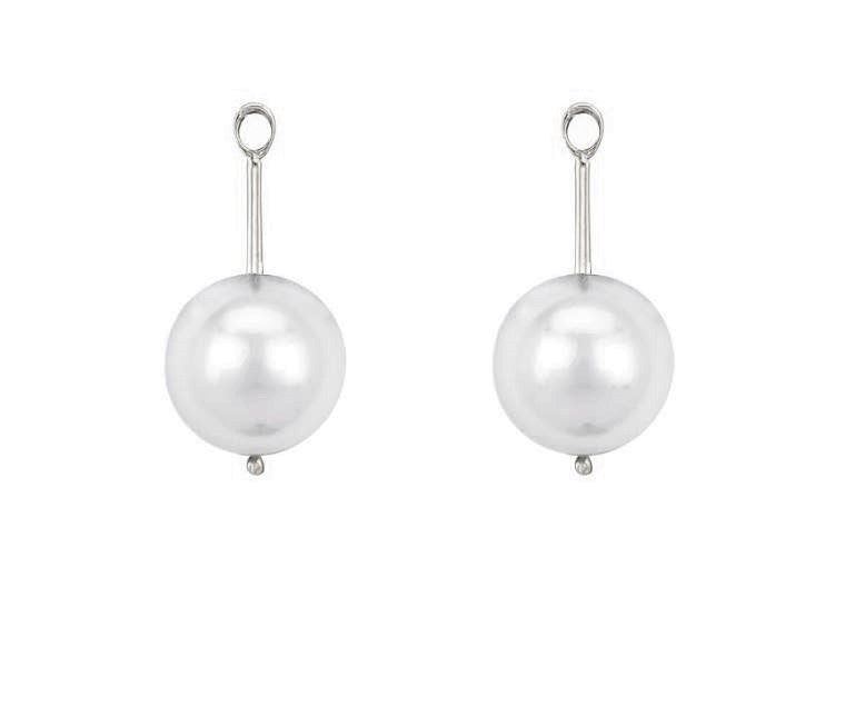 14K white gold detachable pearl drops