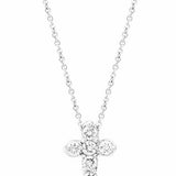 14K White Gold Diamond Cross Necklace