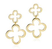 L. Klein 18k Yellow Gold Double Clover Drop Earrings