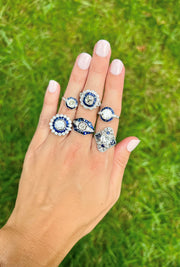Estate Platinum Diamond and Sapphire Art Deco Ring