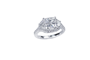 Princess Cut Diamond Ring with Half Moons
