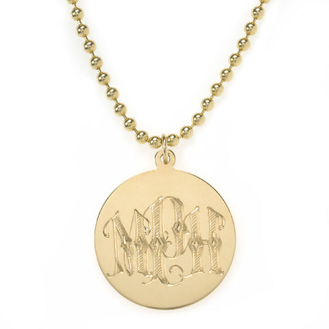 14k Yellow Gold Round Engravable Charm