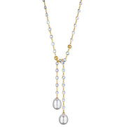 Penny Preville 18k Yellow Gold Moonstone and Diamond Pearl Drop Necklace