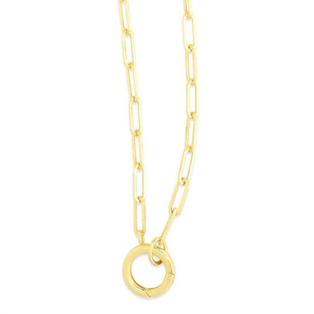 14k Yellow Gold 3.2 mm Charm Clasp Paperclip Necklace
