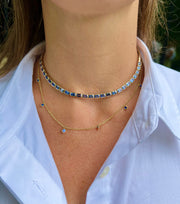 14k Yellow Gold and Emerald-Cut Sapphire Choker Necklace