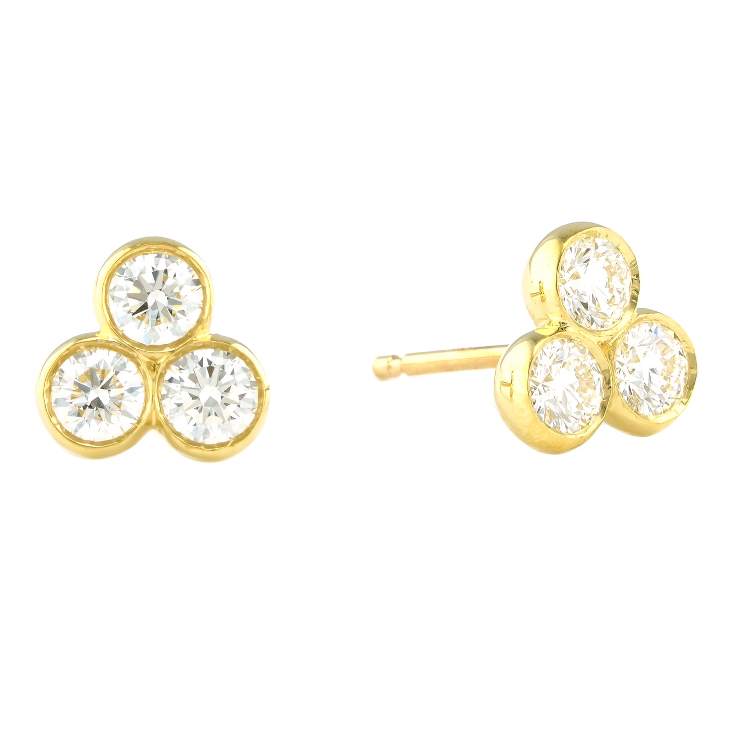 side view of Polly gold diamond studs
