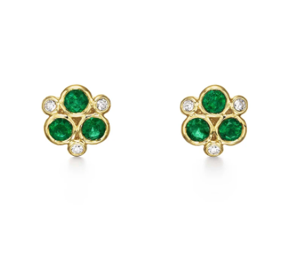 Temple St. Clair 18k Yellow Gold Emerald and Diamond Studs