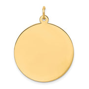 14k Yellow Gold Round Engravable Charm