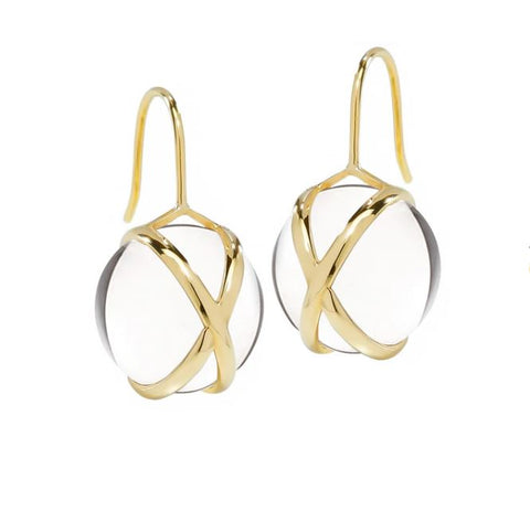 L. Klein 18k Yellow Gold Medium Crystal Drop Earrings